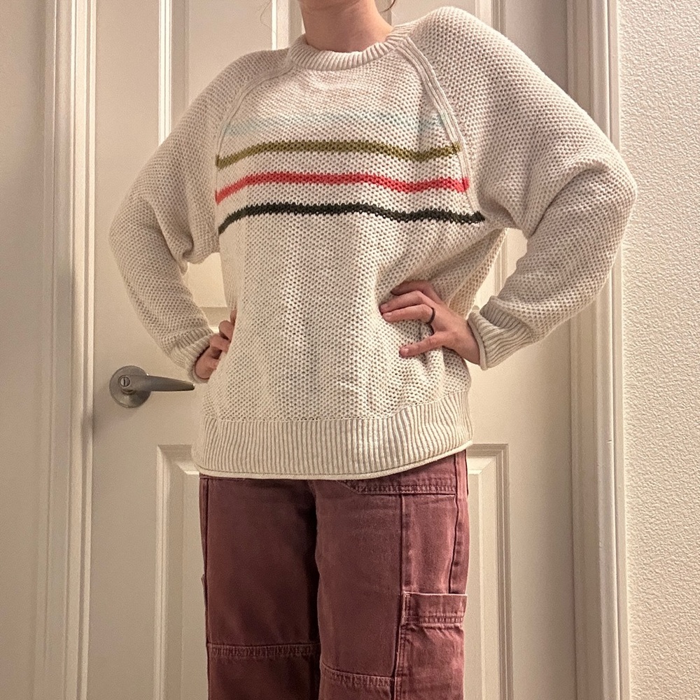Sonoma Cream Sweater with Striped Accents